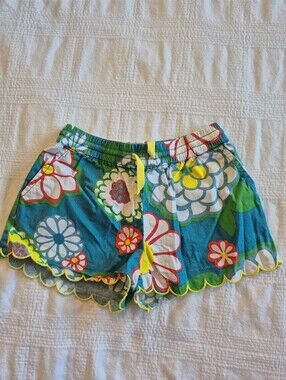Mini Boden girls 4 years floral shorts elastic waist mark on back GUC